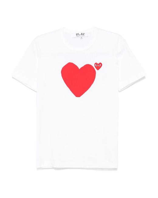 COMME DES GARÇONS PLAY Red Comme Des Garçons Play Heart Printed Crewneck T-Shirt for men