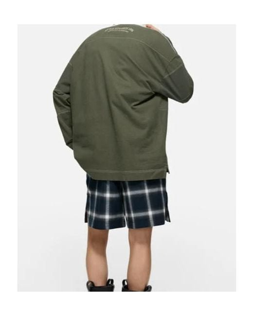 Acne Green Graphic Printed Long Sleeved Polo Shirt for men