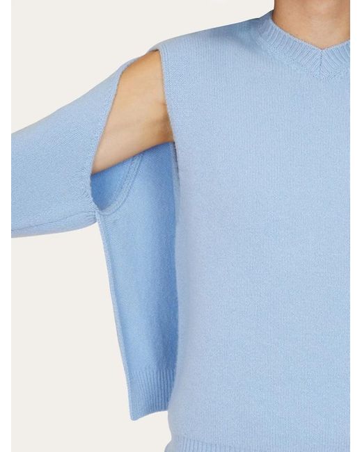Ferragamo Blue Layered Cashmere Sweater