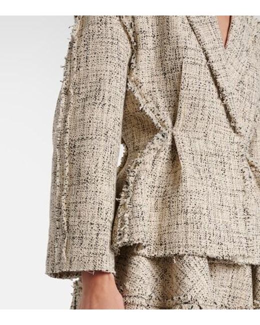Erdem Natural Cotton-Blend Tweed Peplum Jacket