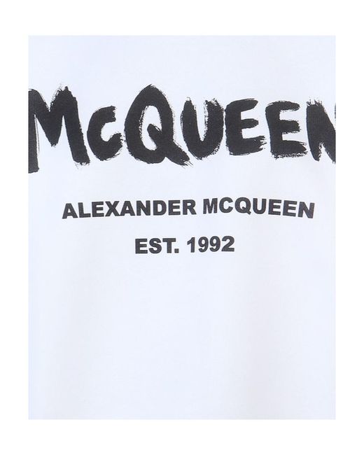 McQueen White Logo Printed Crewneck Sweatshirt