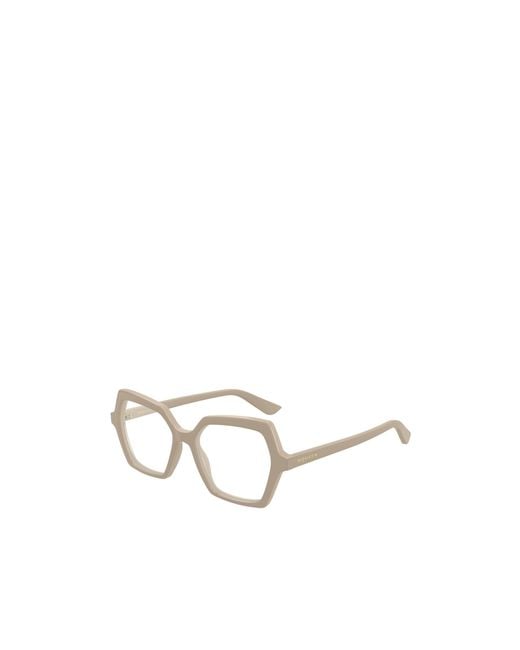 McQueen White Eyewear Geometric Frame Glasses