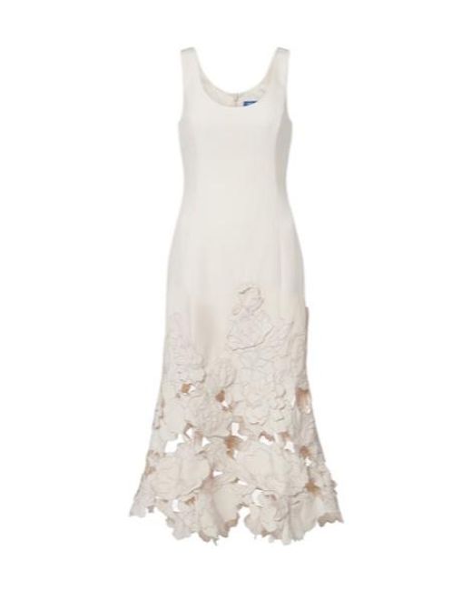 Leo White Floral-Appliqué Midi Dress