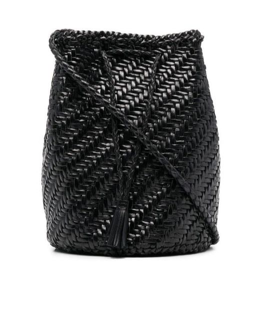 Dragon Diffusion Black Drawstring Knitted Shoulder Bag