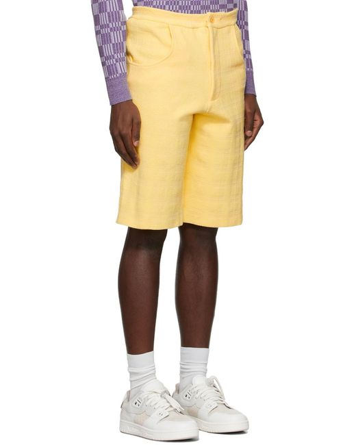 Jacquemus Yellow Logo Straight Shorts for men