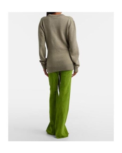 Stouls Green Gege Suede Flared Pants