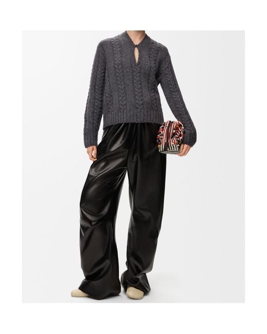 Loewe Gray V-Neck Knitted Jumper