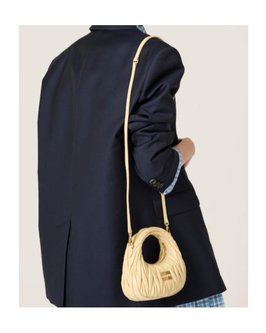 Miu Miu Metallic Wander Matelassé Nappa Leather Hobo Mini-Bag