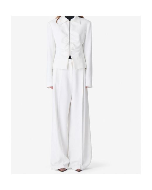 IRO White Helvina Ruched Zip Jacket