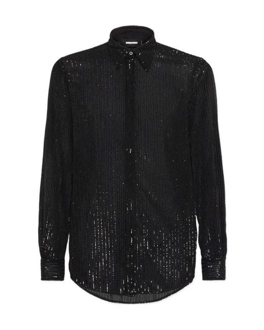 DSquared² Black Long Sleeve Embellished Shirt for men