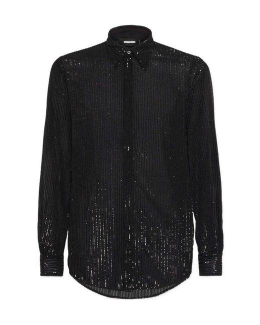 DSquared² Black Long Sleeve Embellished Shirt for men