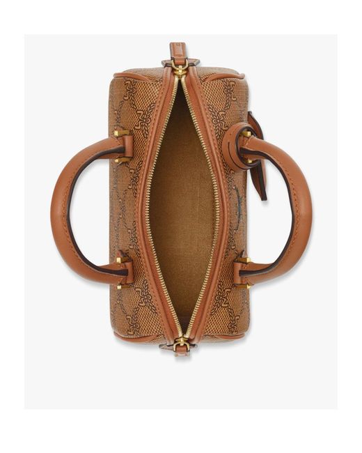 MCM Brown Ella Mini Lauretos Boston Bag
