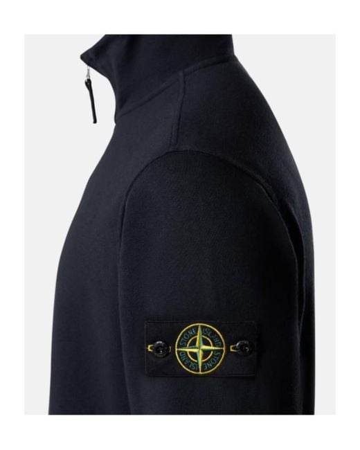 Stone Island Blue Logo Patch Zip-Up Sweatshirt for men