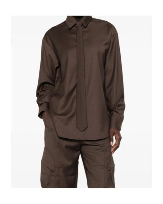 Frankie Shop Brown Peri Sheer Shirt