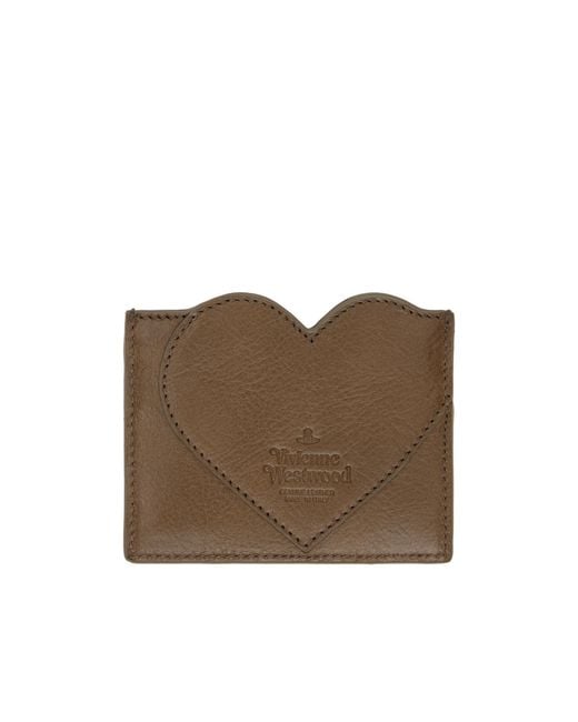 Vivienne Westwood Brown Orb Heart-Patch Card Holder for men
