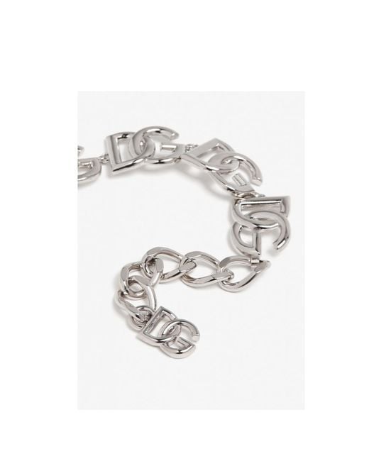 Dolce & Gabbana White Logo Chain Bracelet