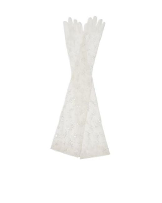 Safiyaa White Tulle Gloves