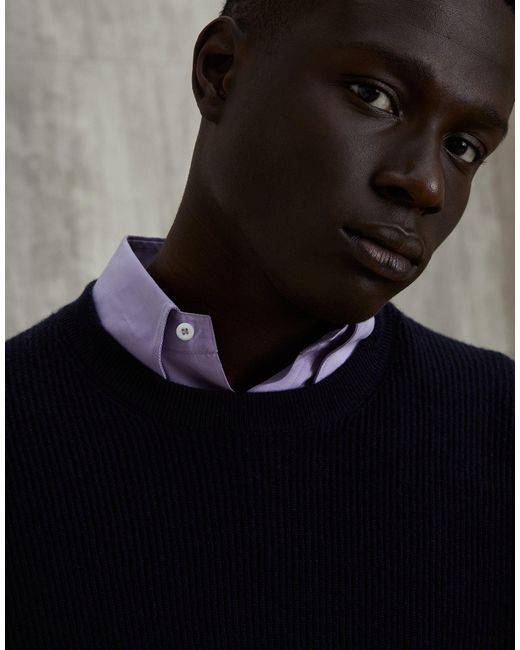 Brunello Cucinelli Blue Crew-Neck Cashmere Jumper for men