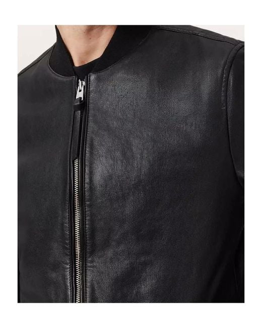 AllSaints Black Zip-Up Leather Bomber Jacket for men