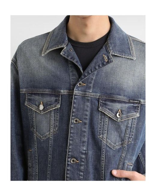 Dolce & Gabbana Blue Collared Button-Up Denim Jacket for men