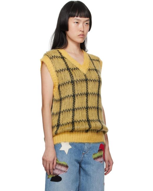 Marni Yellow Checked Sleeveless Jumper for men