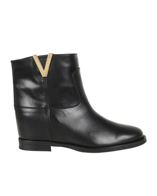 Via Roma 15 Black Plaque Ankle Boots