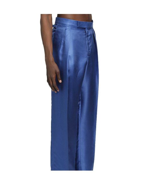 Tom Ford Blue Pleated Casual Pants for men