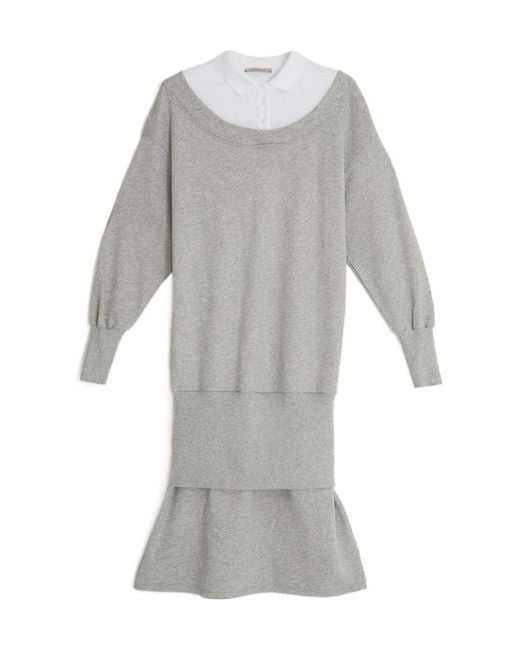 Paloma Wool Gray Belda Layered-Design Long-Sleeve Dress