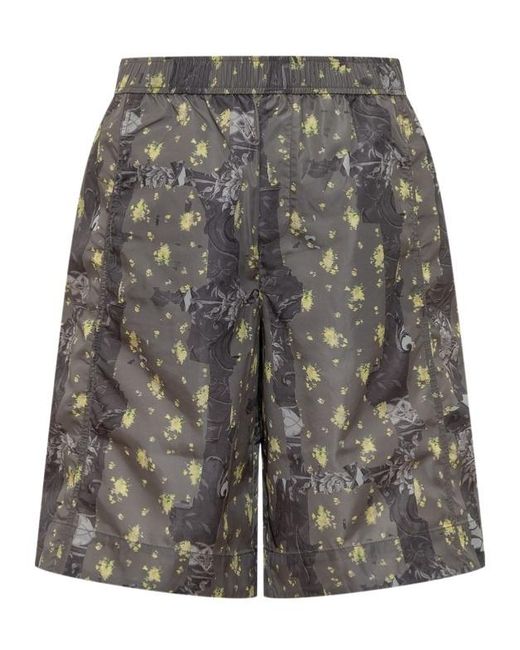 Ganni Gray Printed Nylon Bermuda Shorts