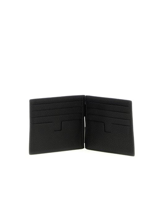 Tom Ford Black Logo Printed Money-Clip Wallet for men