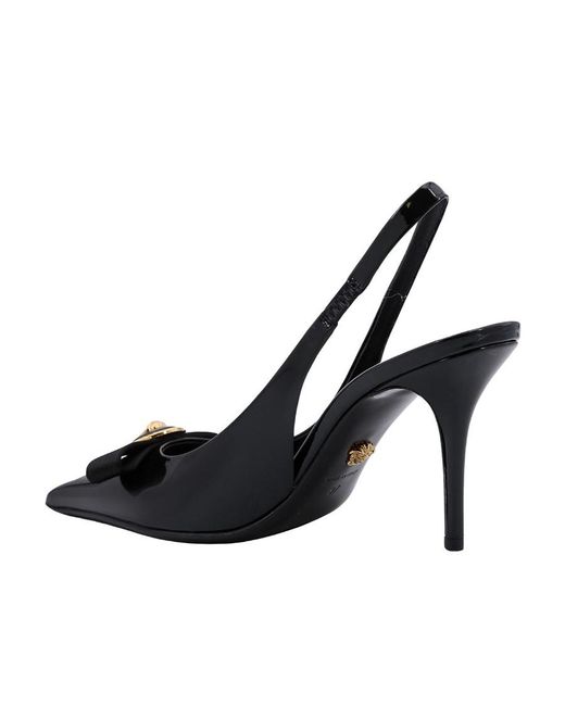 Versace Black Gianni Ribbon Slingbacks