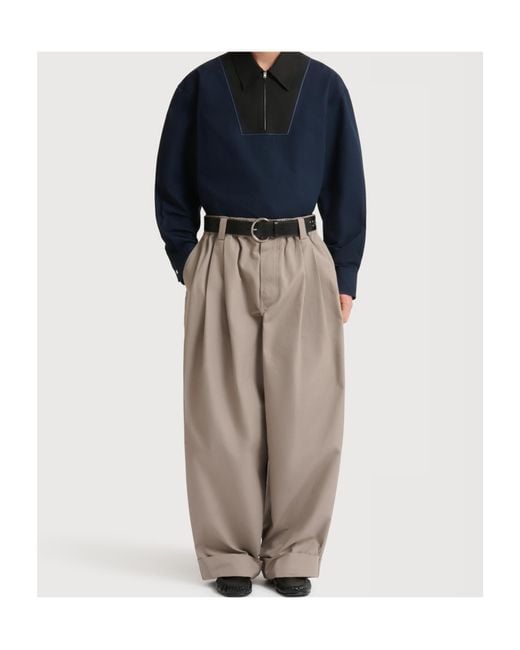Marni Gray Canvas Pants With Pleats for men