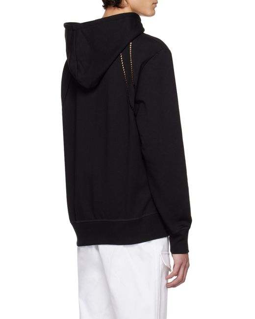 McQueen Blue Cut-Out Detailed Drawstring Hoodie for men