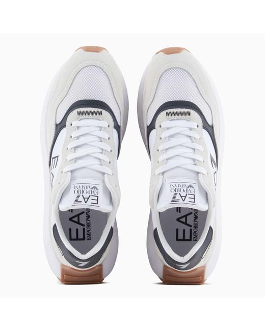 EA7 White Printed Sneakers for men