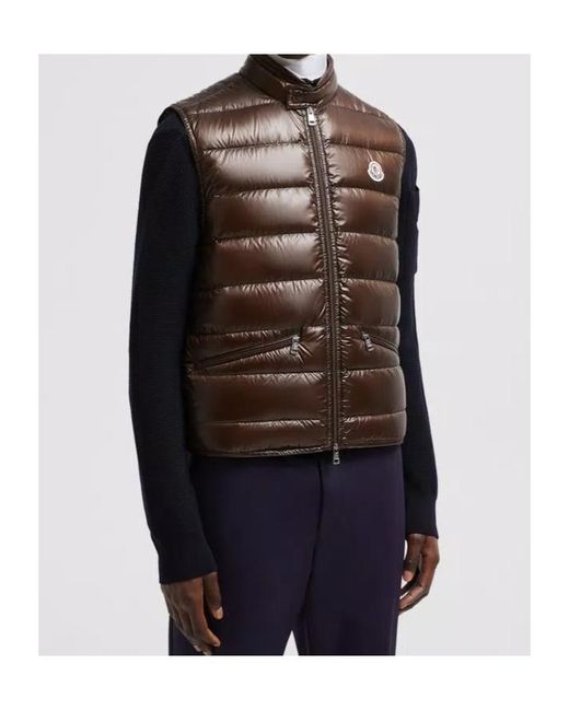 Moncler Brown Gui Zip-Up Padded Gilet for men