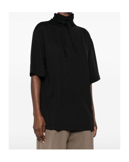 Lemaire Black Roll-Neck Straight Hem T-Shirt