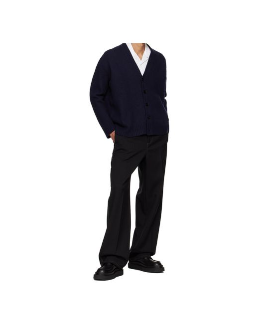 Jil Sander Blue V-Neck Button-Down Cardigan for men