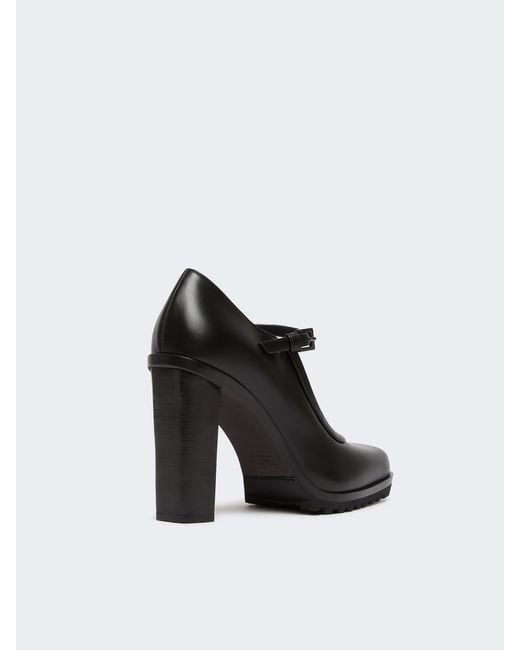 Max Mara Black Mary Buckle-Strap Block Heel Pumps