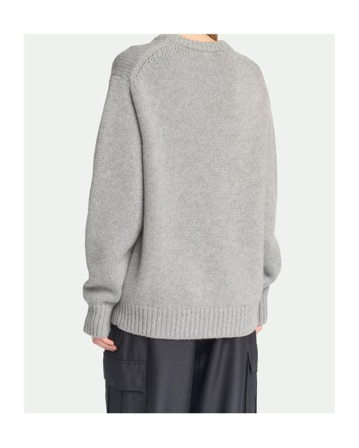 Malo Gray Ribbed-Knit Crew-Neck Sweater