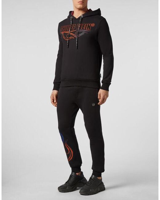 Philipp Plein Blue Logo Details Hooded Hoodie for men