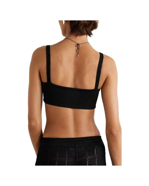 Calle Del Mar Black Stretch-Knit Bralette Top