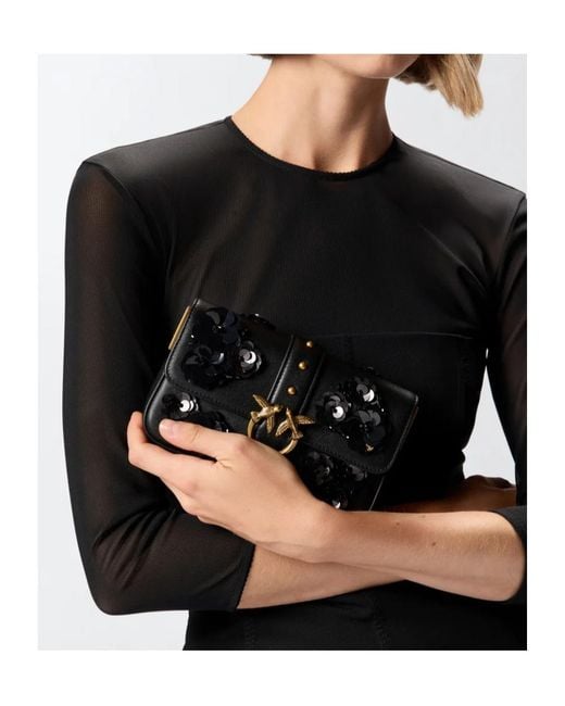 Pinko Black Baby Love Bag Slouchy Shoulder Bag