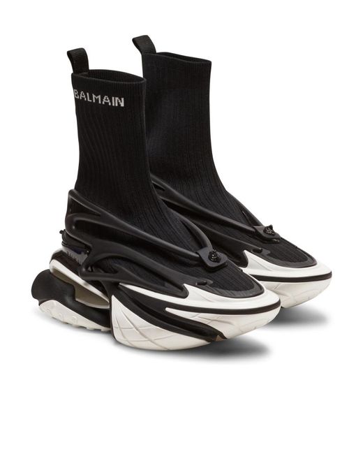 Balmain Black Unicorn Round Head High Upper Board Shoes for men