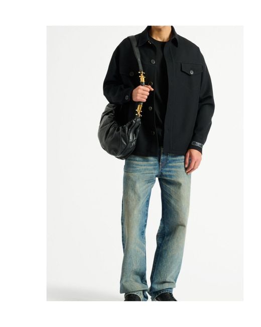 Balmain Blue Button-Front Shirt Jacket for men