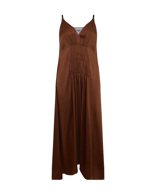 Prada Brown Spaghetti Strap Maxi Dress