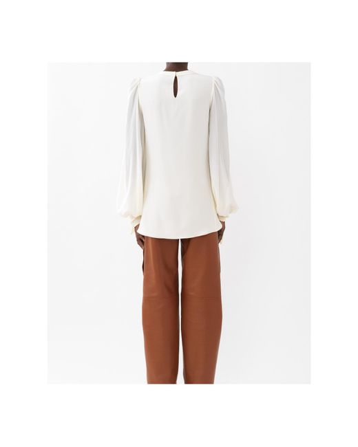 Chloé White Chloé Knot Detailed Long-Sleeved Top