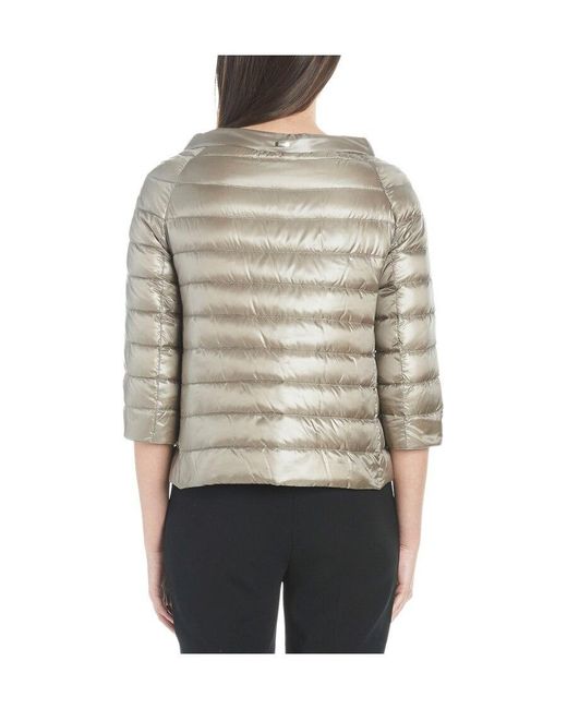Herno Gray Cropped Sleeve Down Jacket