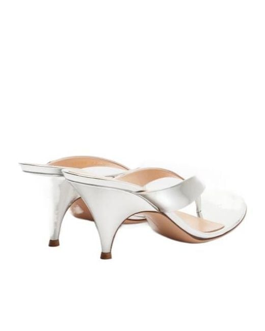 Gianvito Rossi White Mirrored Leather Thong Sandals