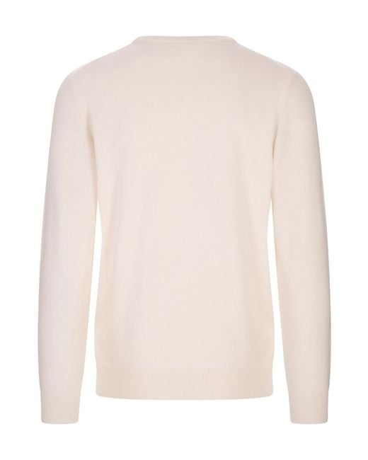 Fedeli White Ribbed Trim Swetaer for men