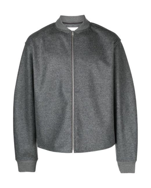 Jil Sander Gray Zip-Up Long-Sleeved Bomber Jacket for men